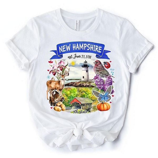 

Футболка с тематикой и достопримечательностями штата Нью-Гэмпшир Ornamentallyyou