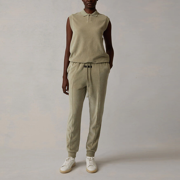 Fear Of God Essentials SS22 Вязаные спортивные брюки Women's Gray Green Moderate Cuffed — фото 4
