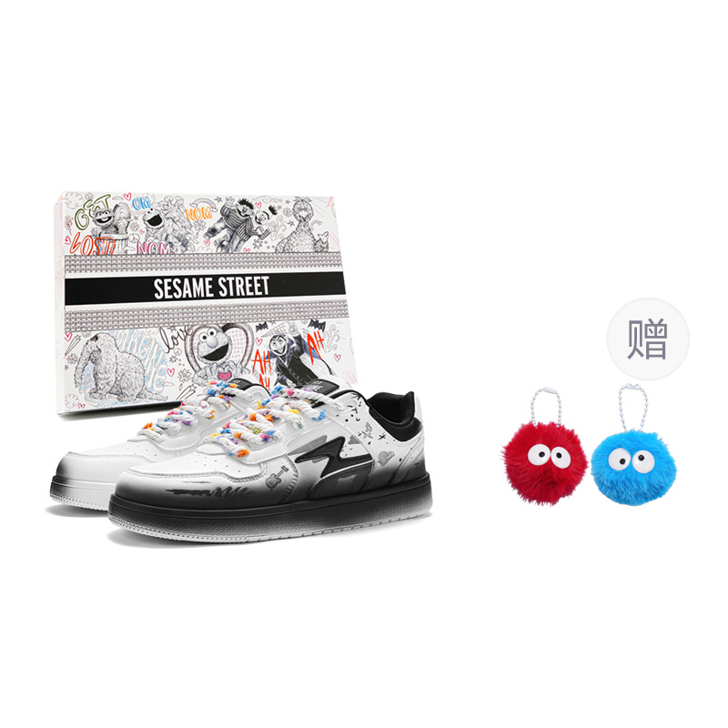 

SESAME STREET Износостойкие, сбалансированные, легкие, дышащие, увеличивающие рост низкие кеды для скейтбординга унисекс бело-черные (включает 1 случайный кулон)