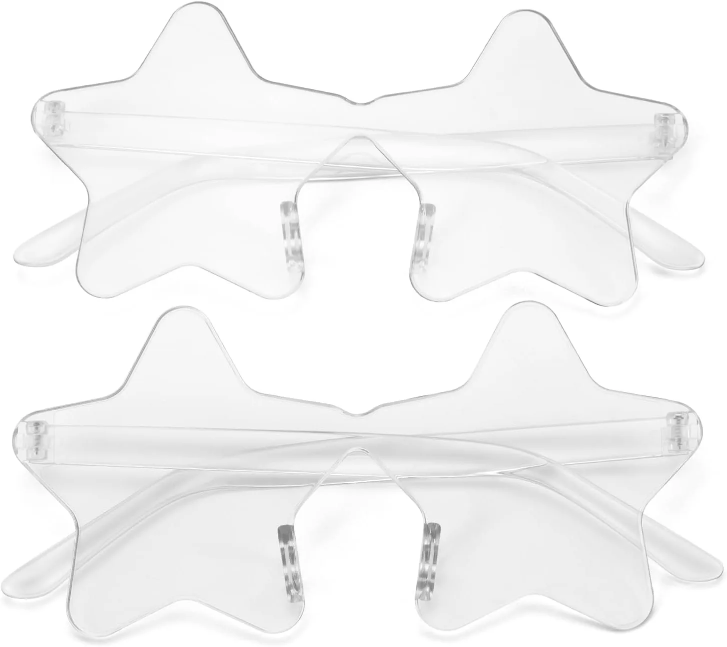 

2 шт. солнцезащитных очков без оправы в форме звезды, прозрачные, конфетного цвета, для рождественской вечеринки, в качестве подарка Dazzleimart, Transparent