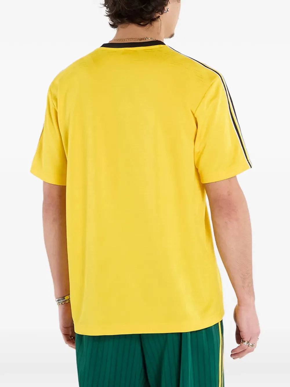 Жаккардовая футболка с тремя полосками Adidas, желтый — фото 3