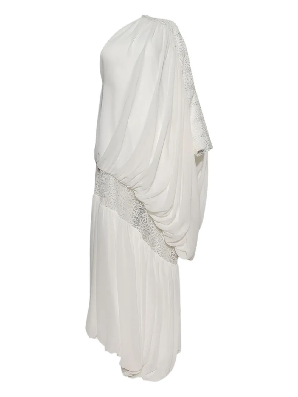 

Макси-платье с драпировкой и кружевными вставками Dima Ayad, белый