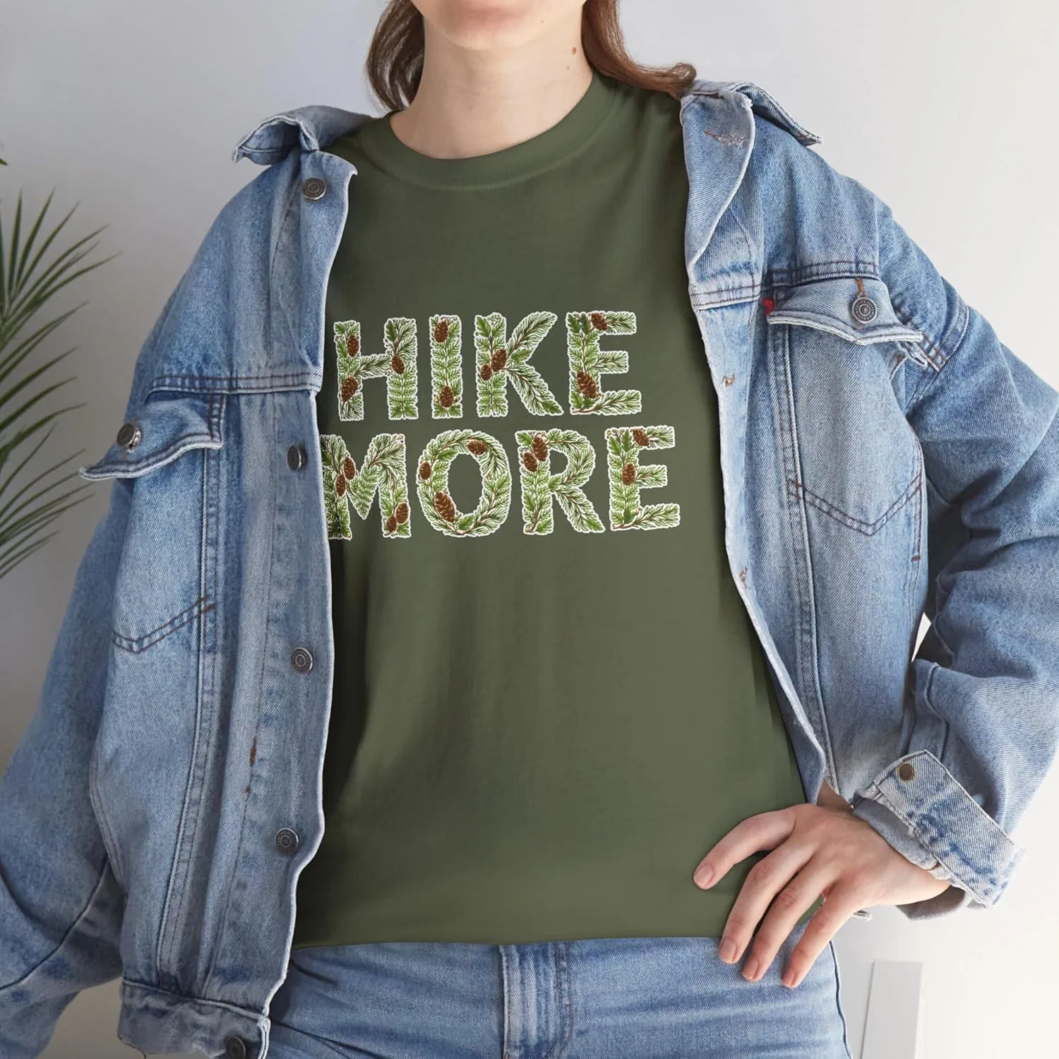 Футболка с принтом Hike More, хлопок, Military Green — фото 3