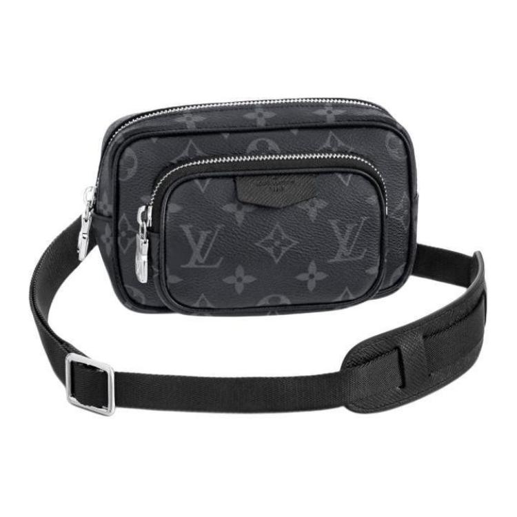 

LOUIS VUITTON Кожаная холщовая сумка через плечо малая мужская черная