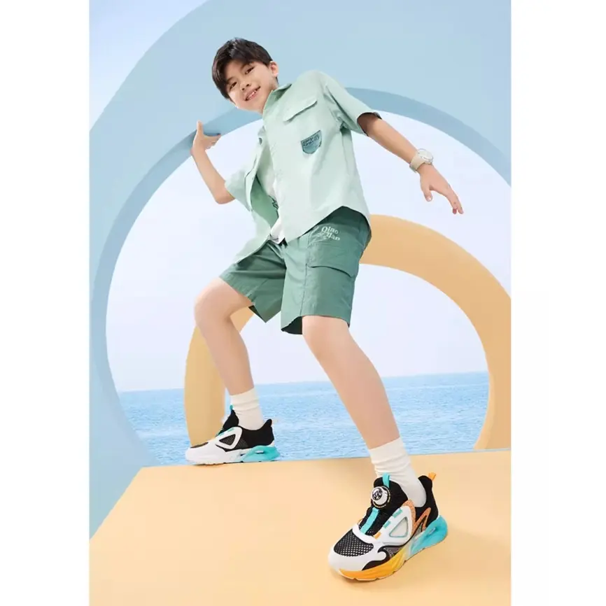 Детские кроссовки GS Low-top QM4250407 Черный/персиковый оранжевый Qiaodan, черный — фото 2