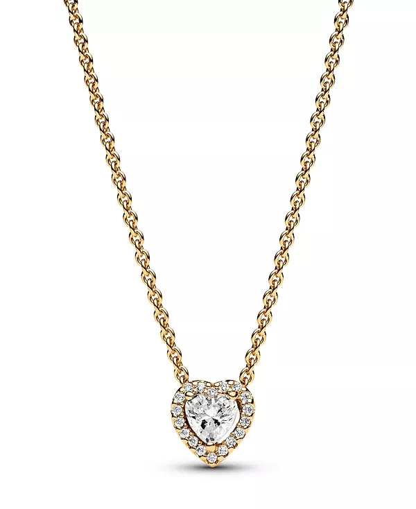 

Бессмертное колье-сердце из сверкающего кубического циркония Pandora, gold