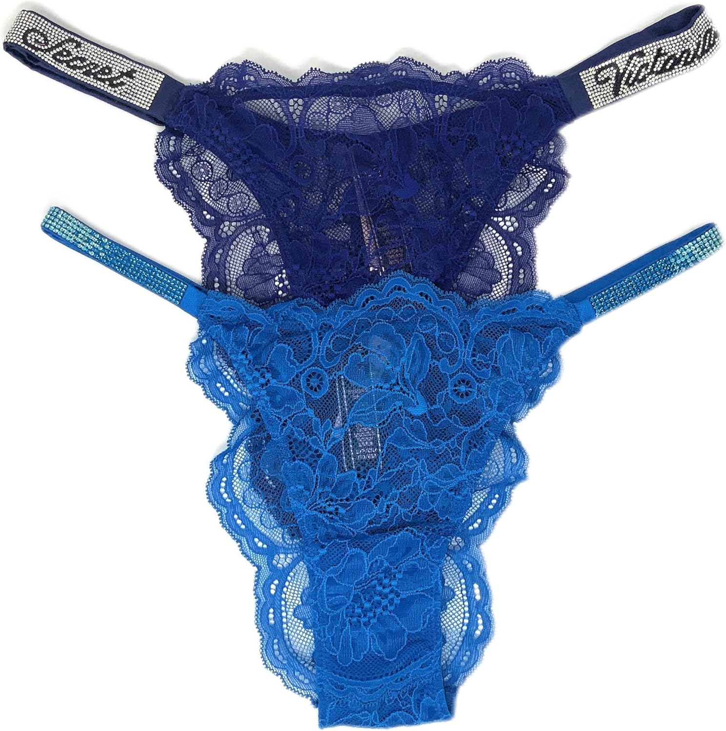 

Бразильские трусики Victoria's Secret, комплект из 2 шт., Blue Lace/Navy Blue