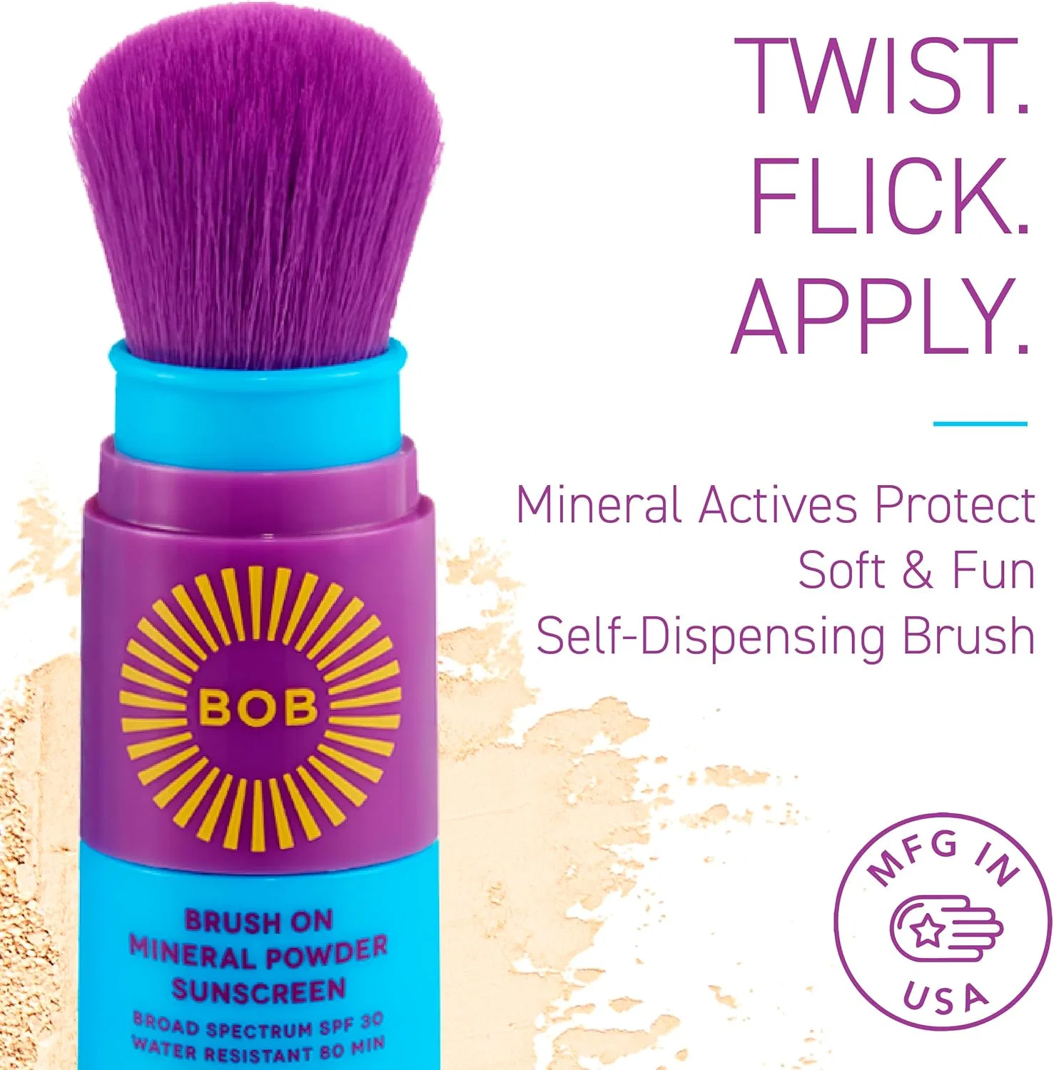 Солнцезащитный набор для детей SPF 30 пудра и SPF 40 бальзам Brush On Block прозрачный — фото 2