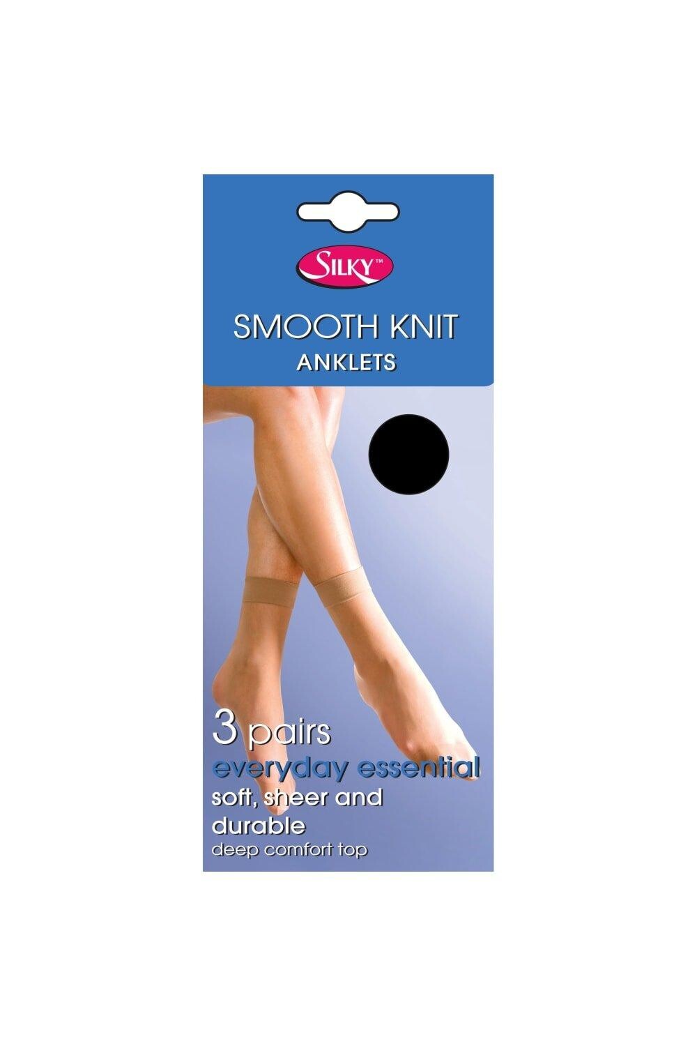 

Гладкая вязка до щиколотки (3 пары) Silky, черный