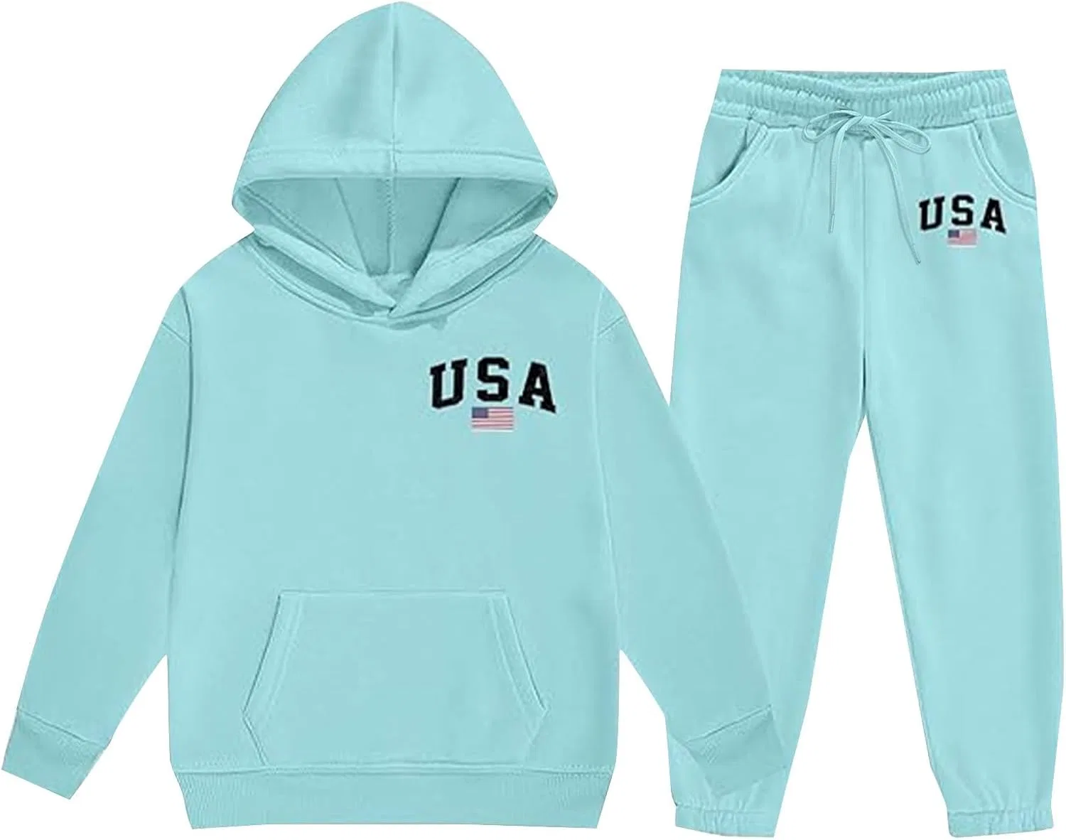 Детский спортивный костюм с капюшоном, Generic, Light Blue