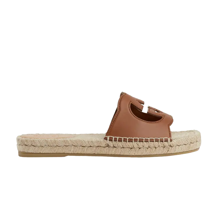

Сандалии Gucci Interlocking G Cut-Out Espadrille Sandal Brown, коричневый