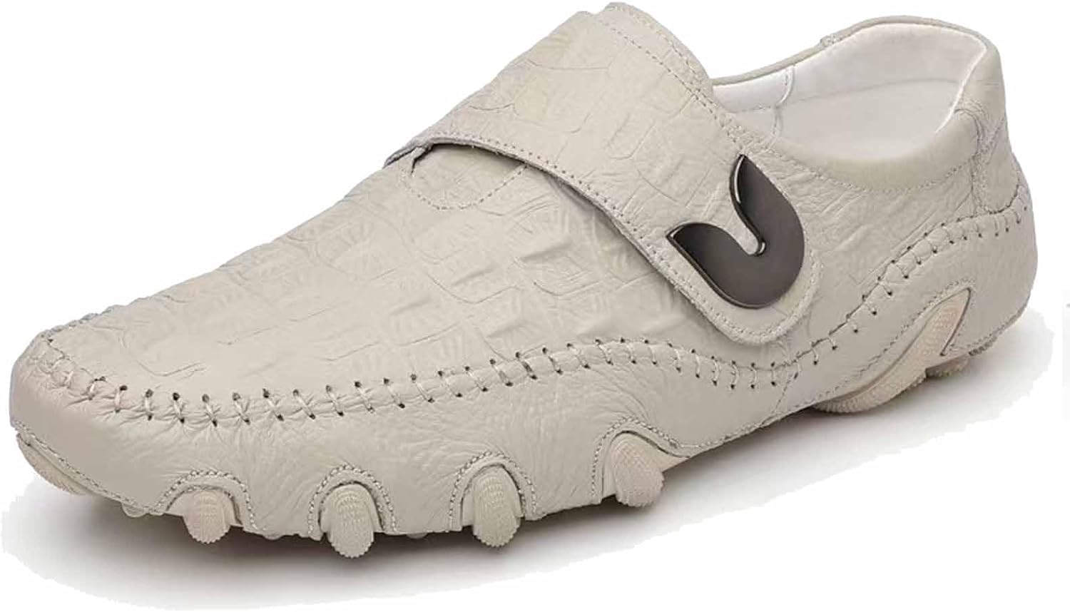 

Мужские лоферы из кожи с узором под крокодила, модные, на липучке, удобные, с легким надеванием, нескользящие, повседневные мокасины Donrrndk, бежевый