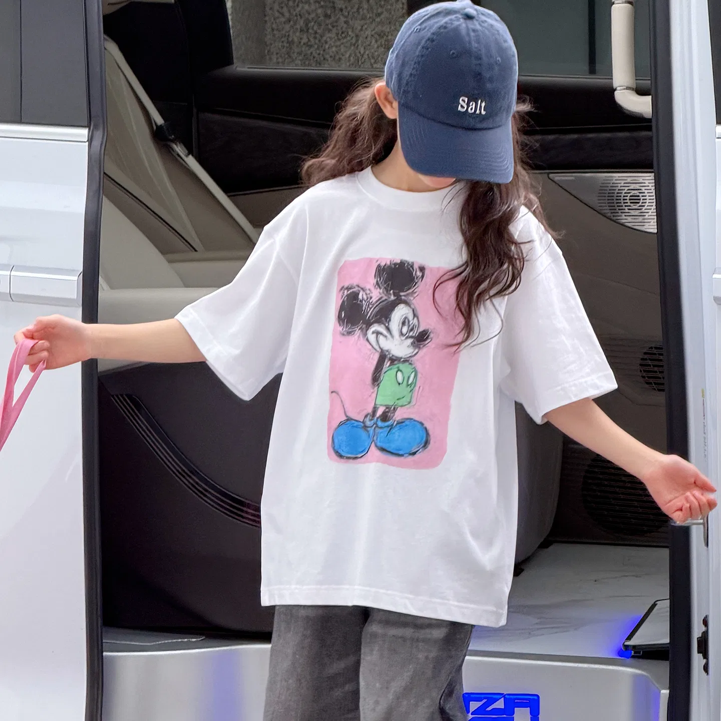 Детская спортивная одежда Casual с круглым вырезом, умеренная растяжимость Disney, White T-Shirt Clothing Sets — фото 3