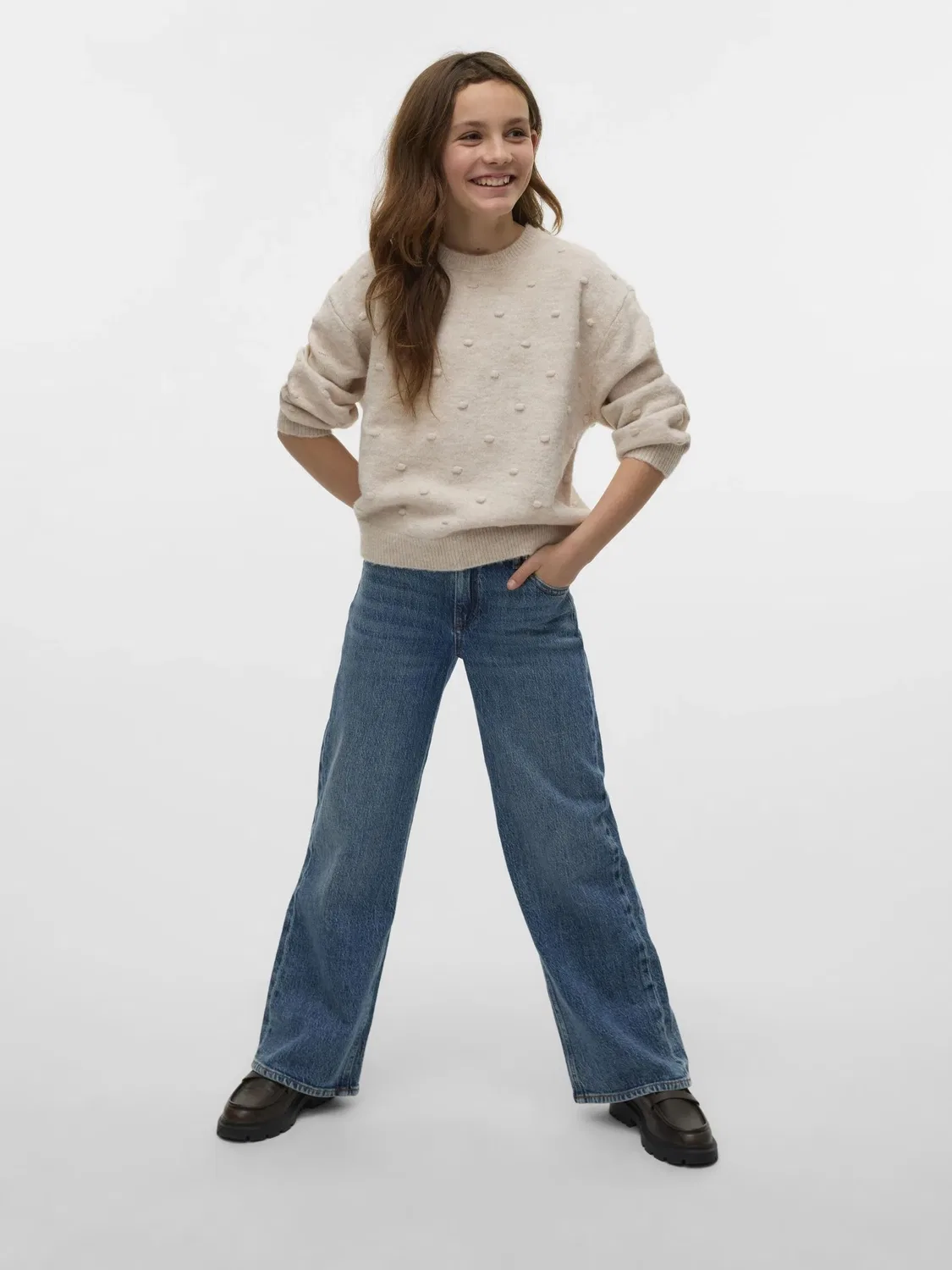 Джинсы свободного кроя, Vero Moda Girl, medium blue denim — фото 3