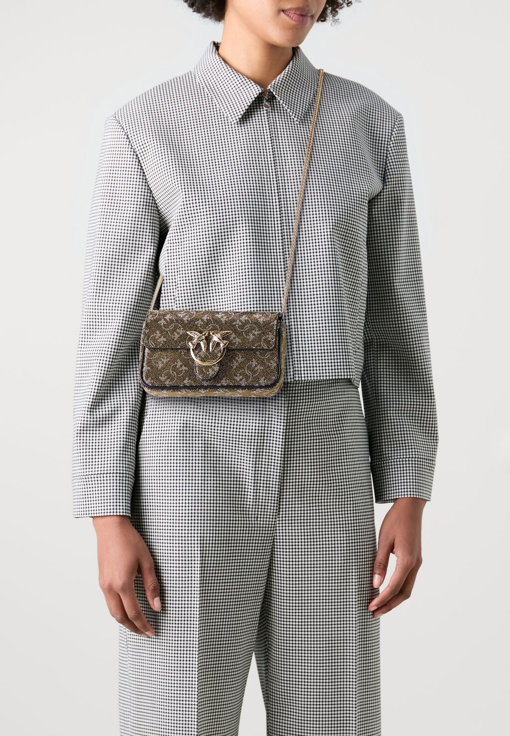 

Сумка через плечо LOVE ONE POCKET MONOGRAM FULL Pinko, бронза