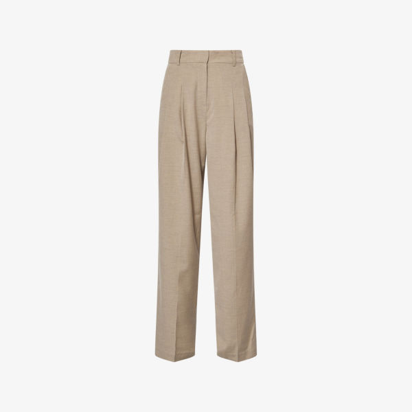 

Брюки плиссированные The Frankie Shop Gelso из твидовой ткани, коричневый