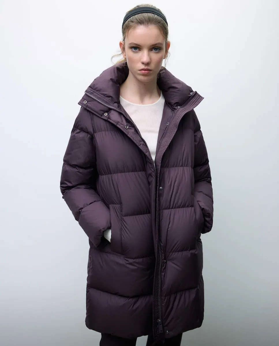 

Женский пуховик с капюшоном и двойным воротником Tintoretto, бордовый