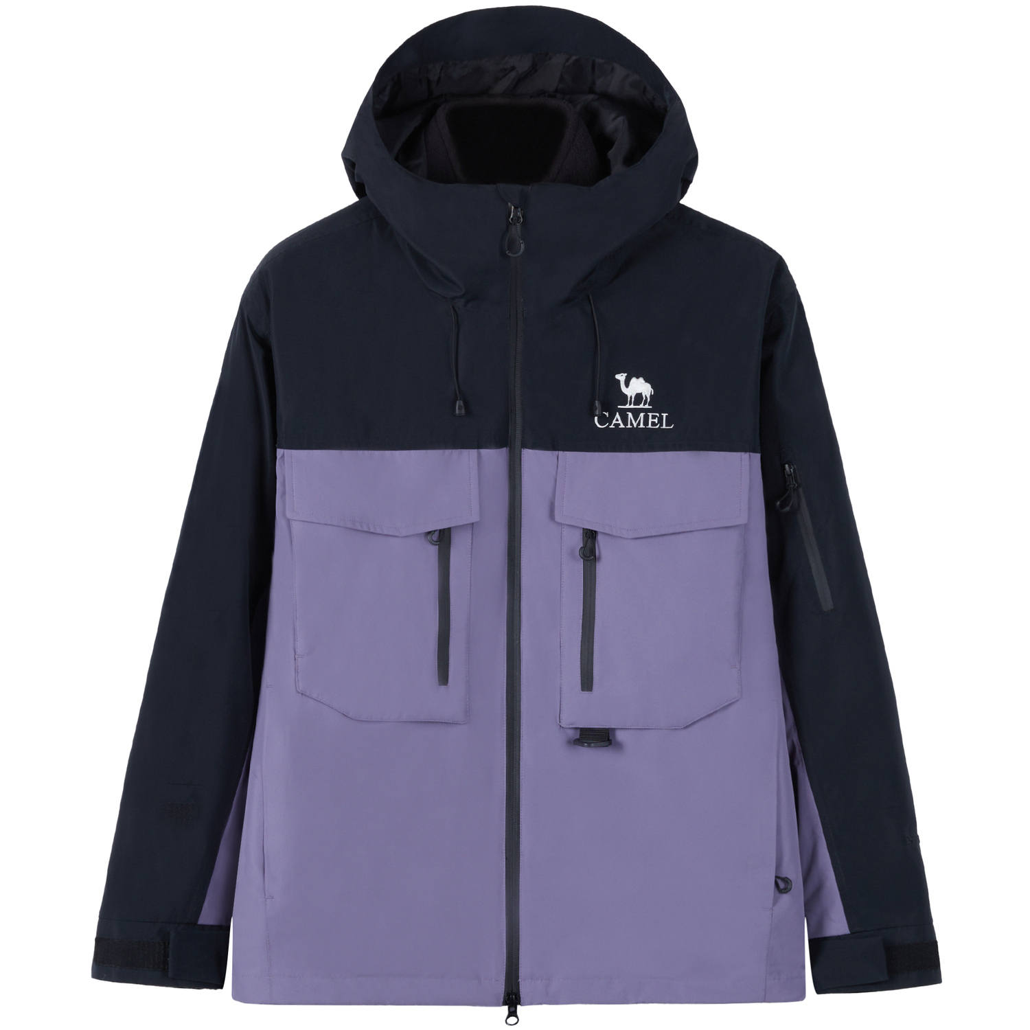 

Ветровка для любой погоды Унисекс CAMEL, с щеточными рукавами Фиолетовый/Фантомный черный