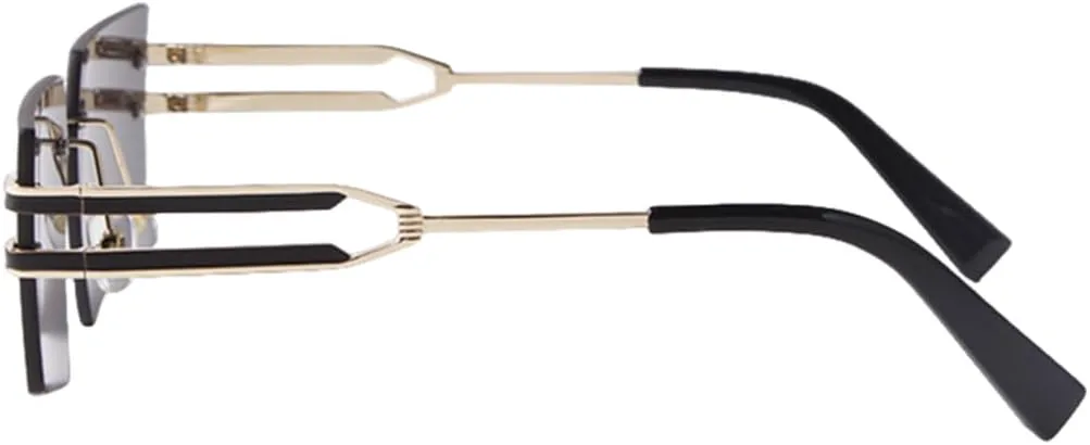 

Уникальные большие солнцезащитные очки без оправы для женщин в стиле ретро с металлической оправой, модные очки для мужчин с защитой от УФ-излучения UV400 HHZZYVY, 6