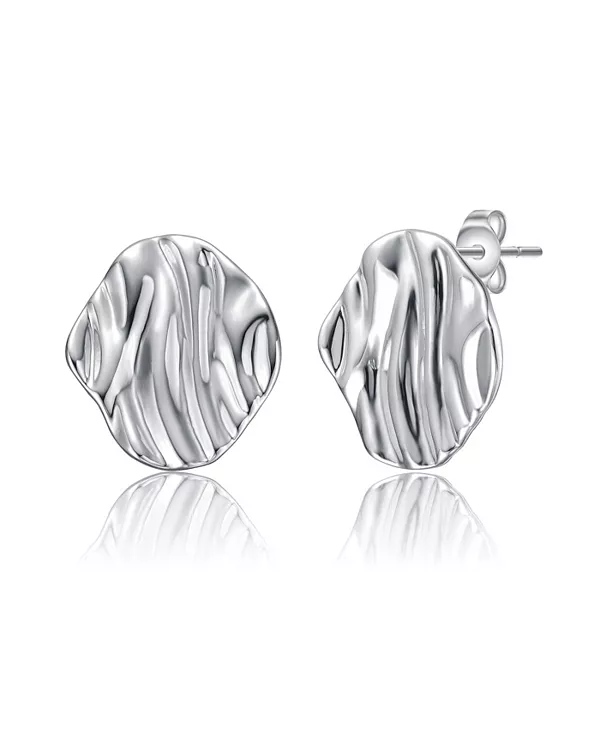 

Серьги-Гвоздики из стерлингового серебра с рифленой поверхностью и покрытием из белого золота Genevive, white