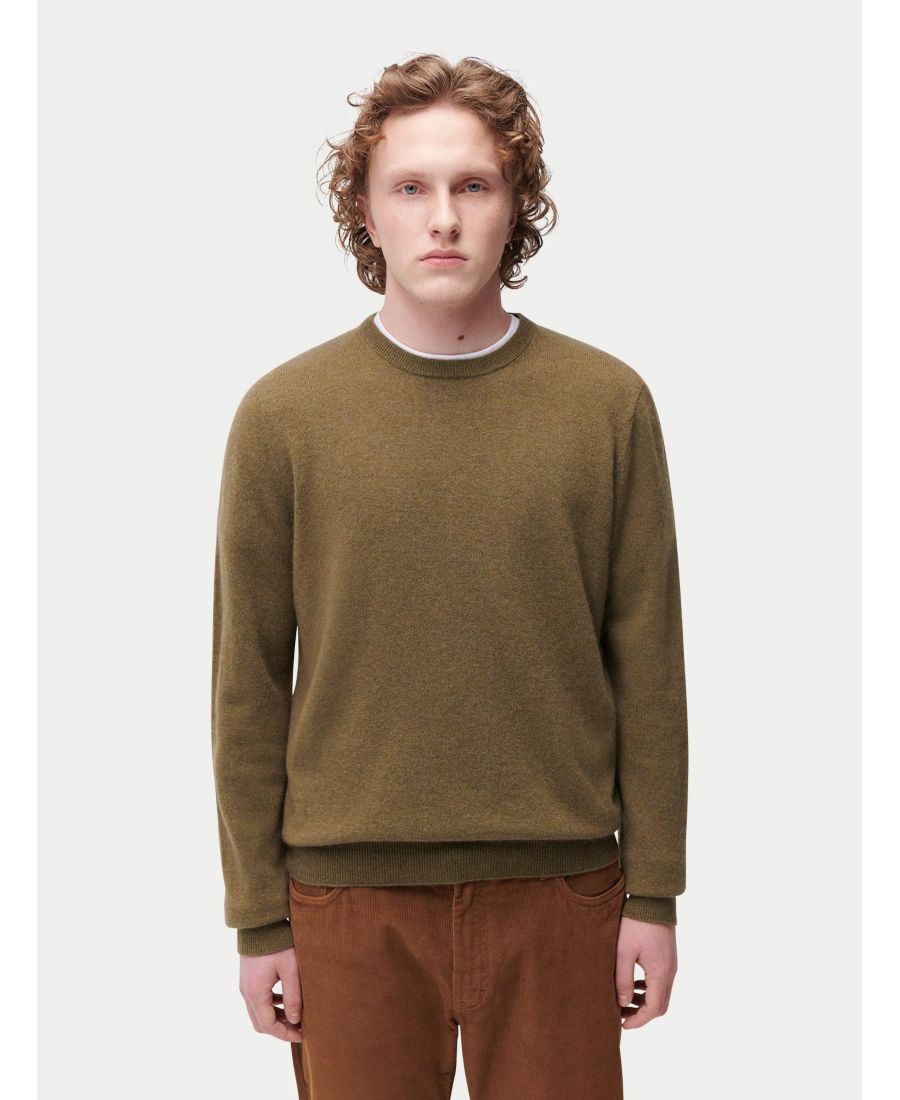 

Мужской базовый кашемировый свитер с круглым вырезом Gobi Cashmere, Green-aloe
