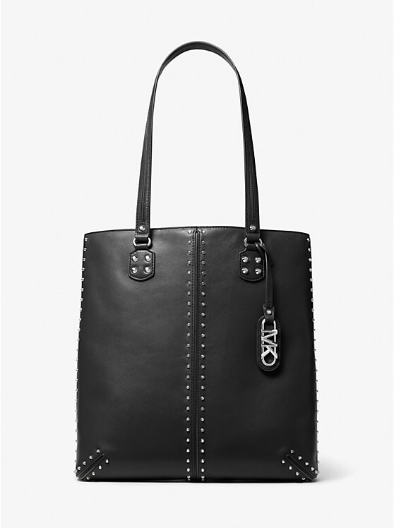 

Большая кожаная большая сумка Astor с заклепками Michael Kors, черный
