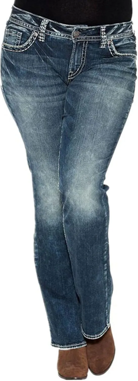 

Женские классические джинсы bootcut с эффектом потертости TACSTRUN