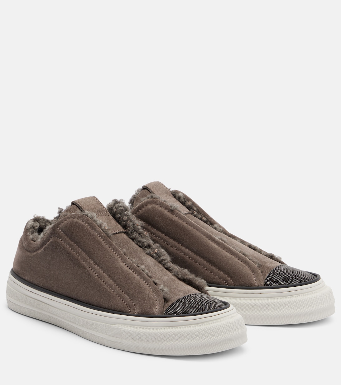 Замшевые туфли-слипоны Monili Brunello Cucinelli, Dark Grey