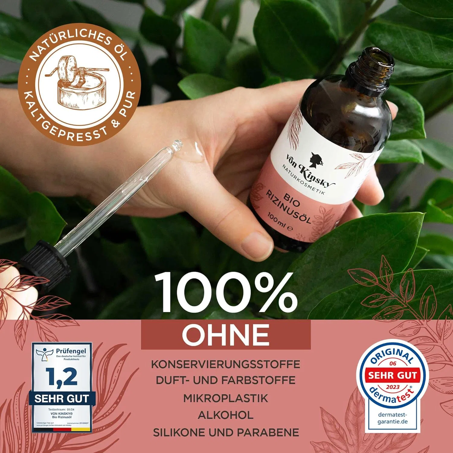 Органическое касторовое масло Pure 100 мл от Kinsky Von Kinsky — фото 3