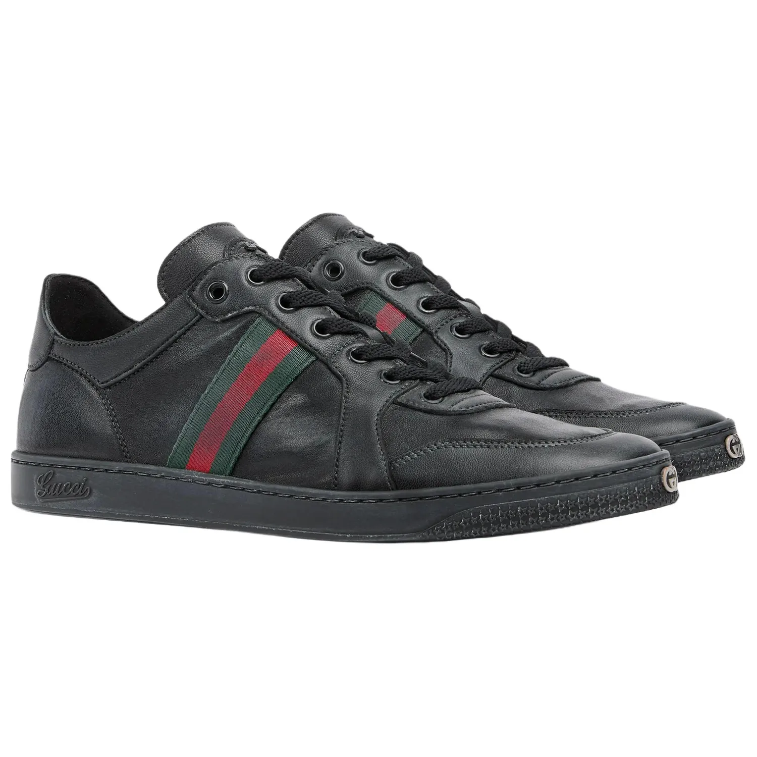 GUCCI Кроссовки мужские низкие Stretch Leather для скейтбординга черные — фото 4