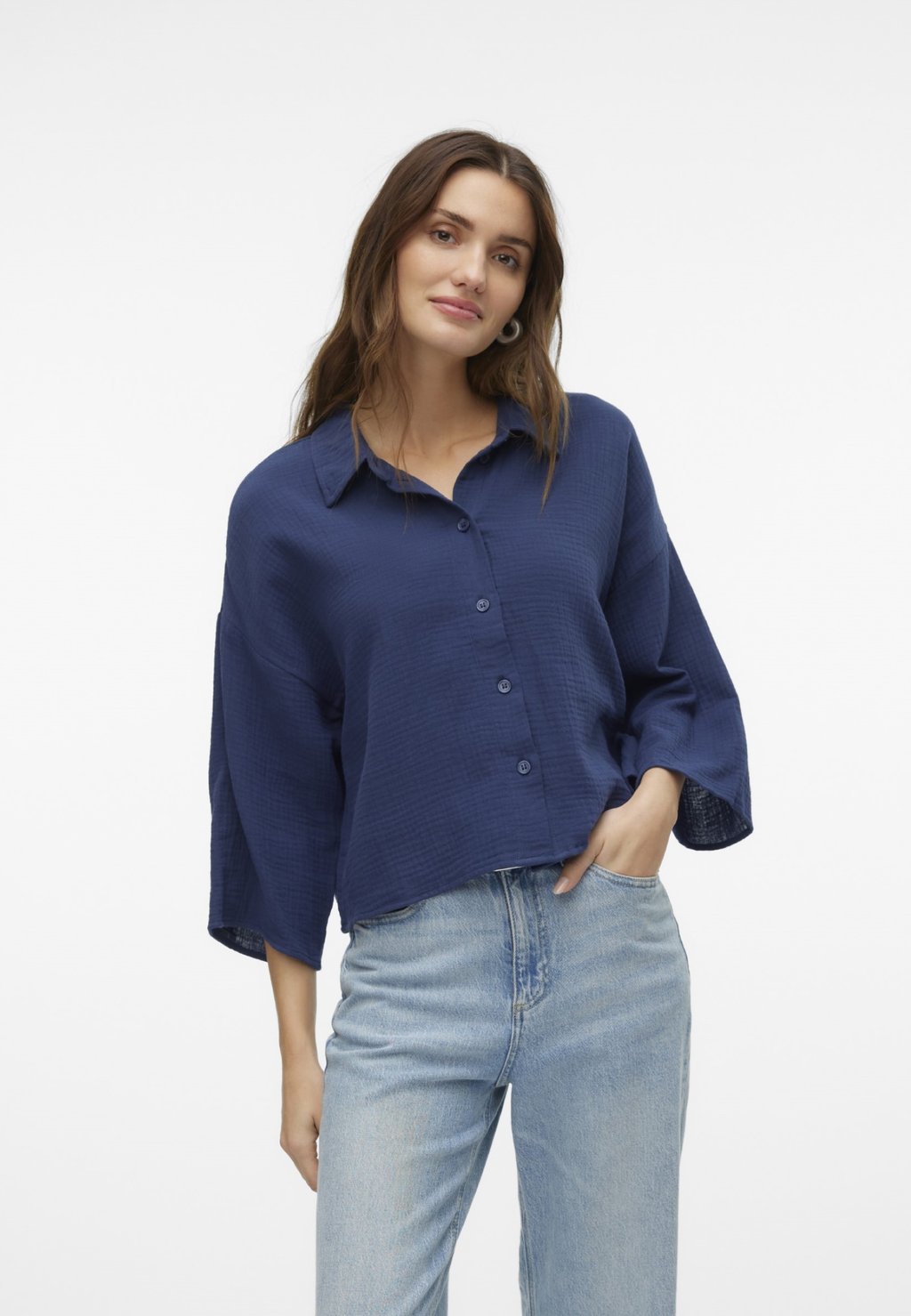

Блузка на пуговицах VMNATALI Vero Moda, темно-синий