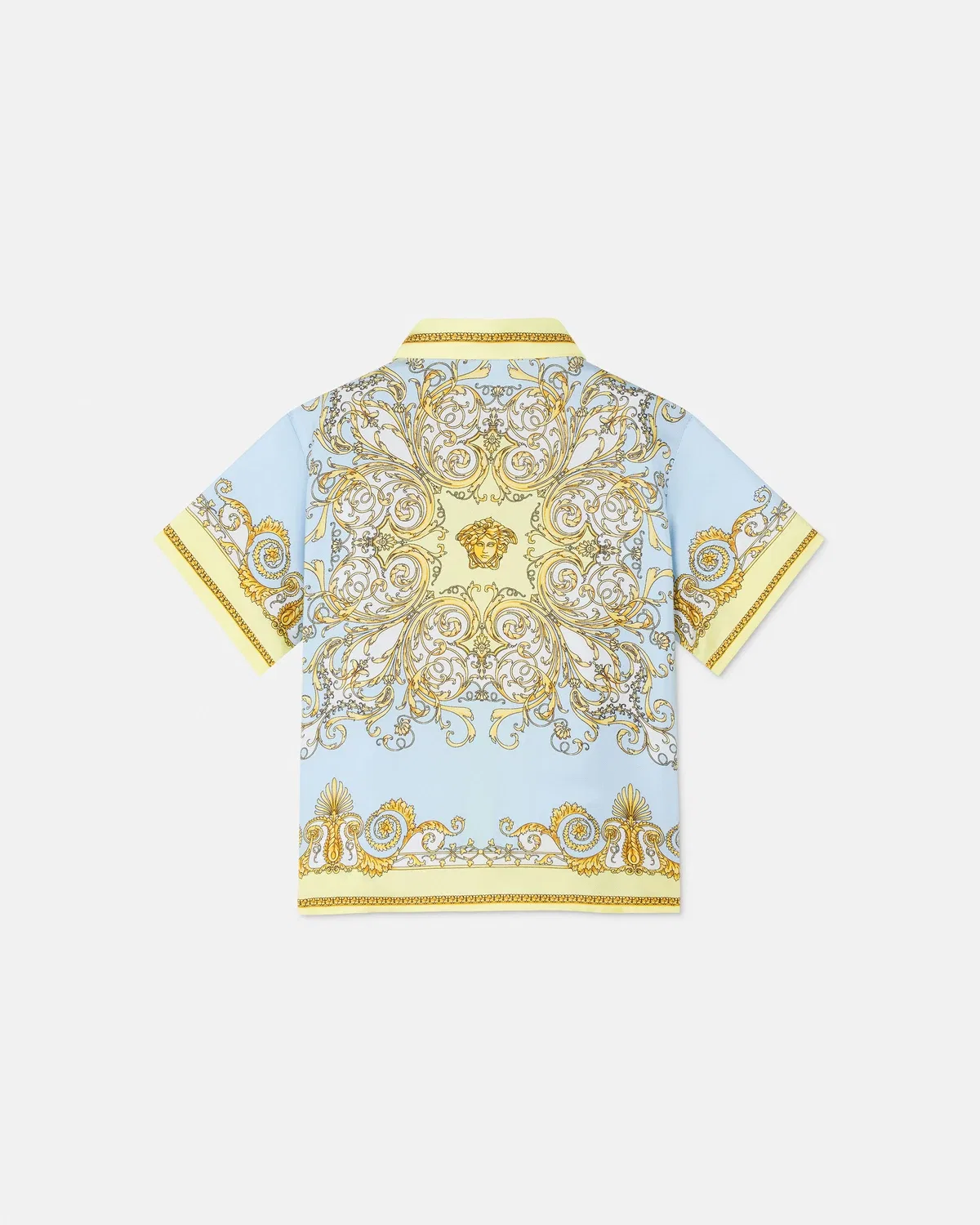 Детская рубашка из шелкового твила с принтом VERSACE, бирюзовый — фото 3