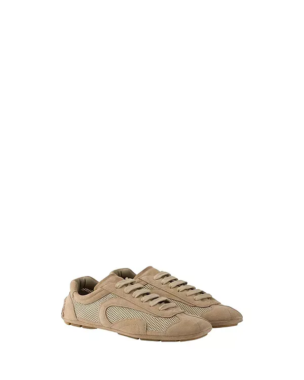 Переиздание модели Montecarlo 2005 года, замшевые и сетчатые кроссовки. Prada, Neutral