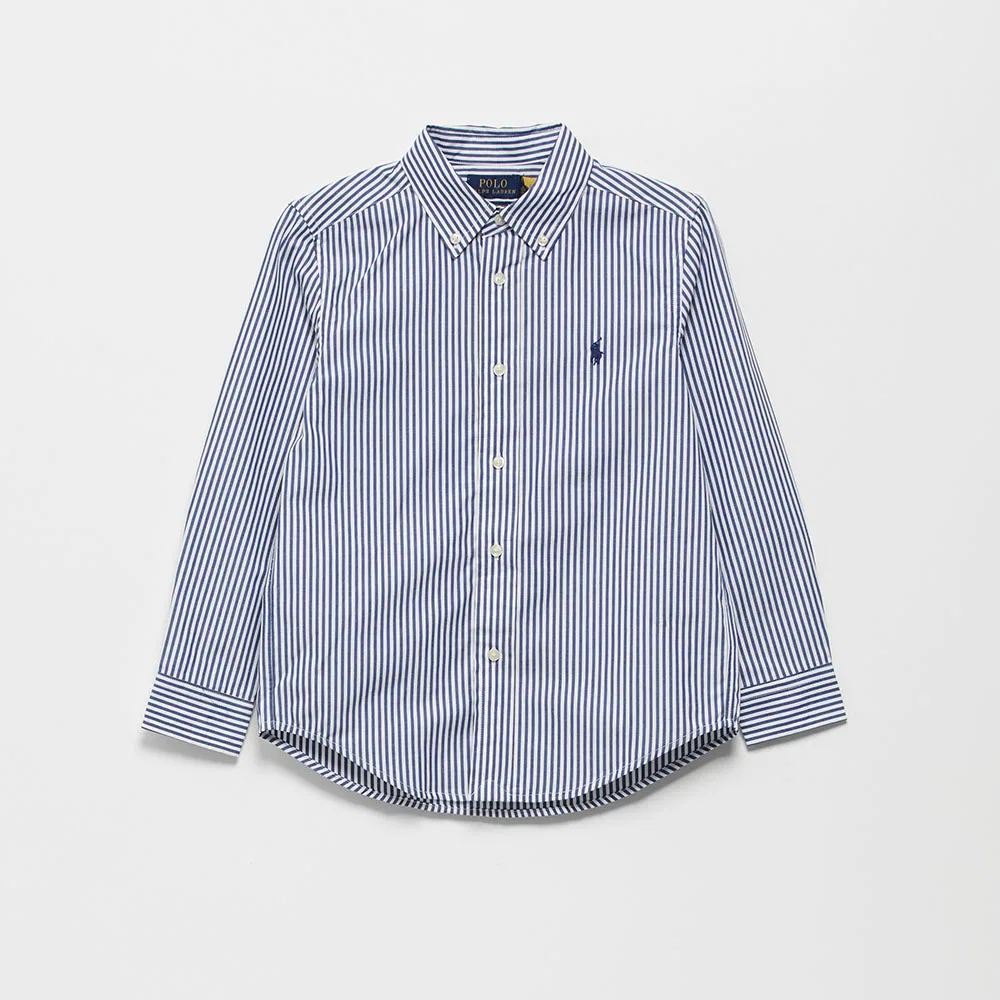 Детская рубашка Polo Ralph Lauren Children из хлопкового поплина в полоску, тёмно-синяя