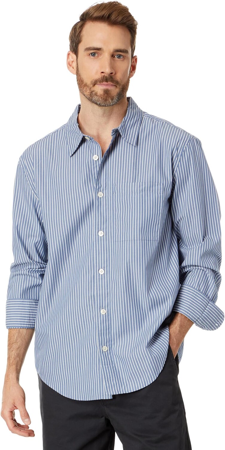 

Рубашка Madewell Poplin Easy Long-Sleeve Shirt in Stripe, цвет Bold Blue Bistripe