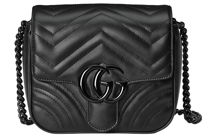 

Сумка GG Marmont кожаная портативная через плечо, женская черная GUCCI, Set (Bag+Dust Bag)