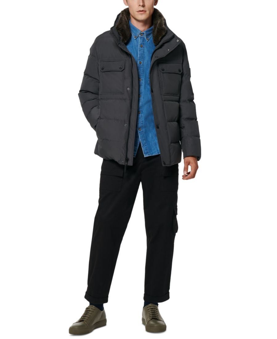 

Мужская стеганая куртка-тракер Godwin со съемной отделкой из искусственного меха Marc New York, Charcoal