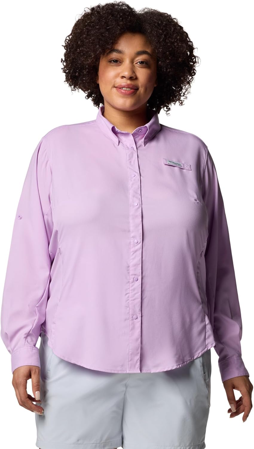

Columbia Women's PFG Tamiami II UPF 40 рубашка для рыбалки с длинным рукавом, Hydrangea