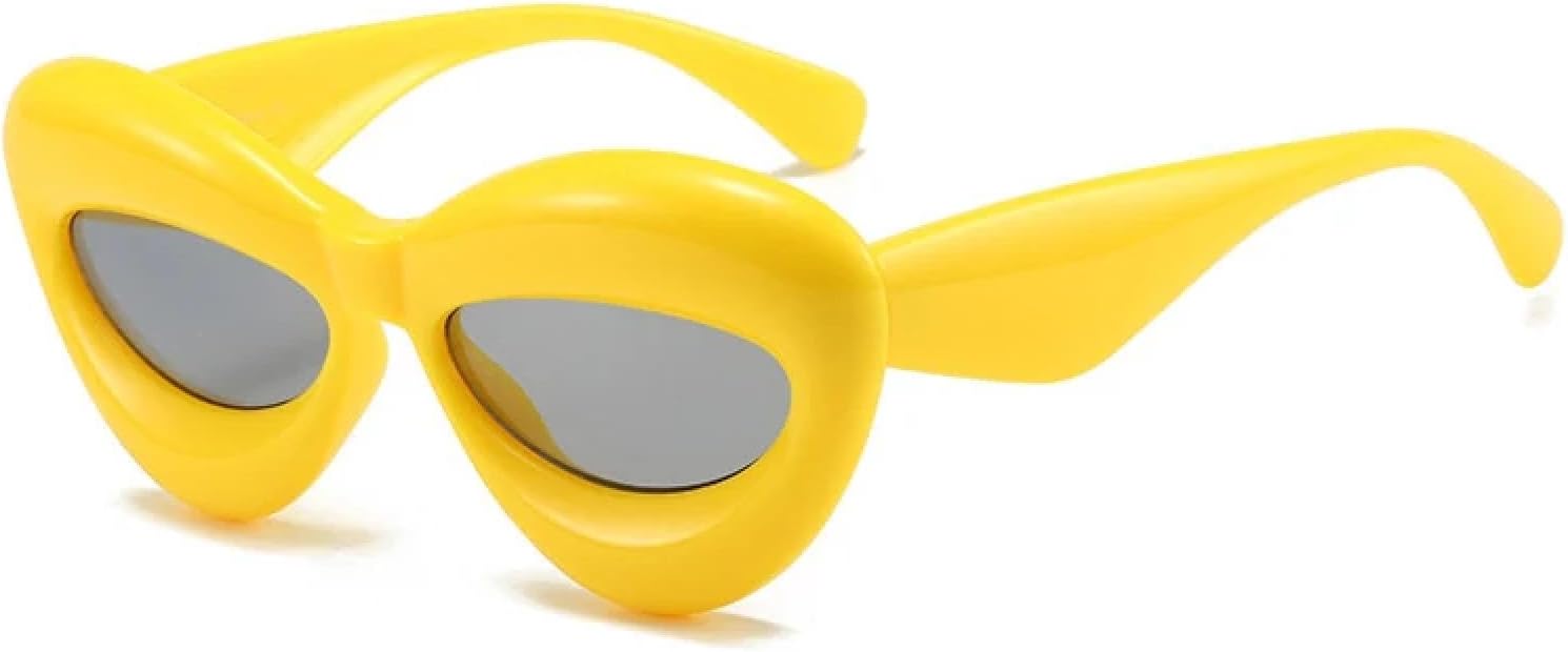 

Ретро-солнцезащитные очки конфетных цветов для женщин, роскошные, модные, с широкими дужками, для мужчин, в стиле панк, трендовые, с защитой от УФ-излучения UV400 HHZZYVY, Yellow Grey