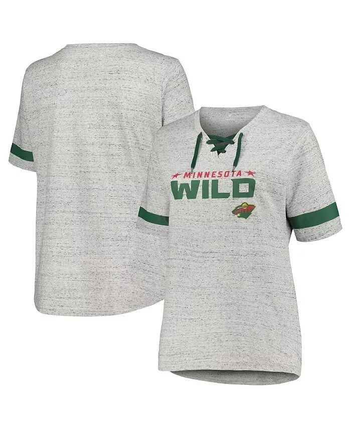 

Женская серая футболка Minnesota Wild размера плюс на шнуровке Heather Grey Fanatics, серый