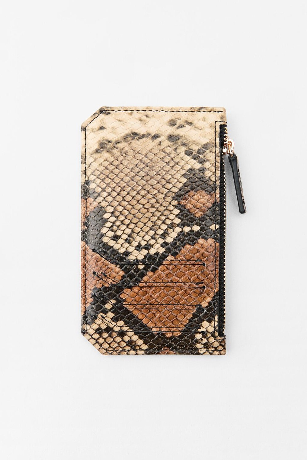 

Кожаный кошелек с животным принтом ZARA, цвет snake
