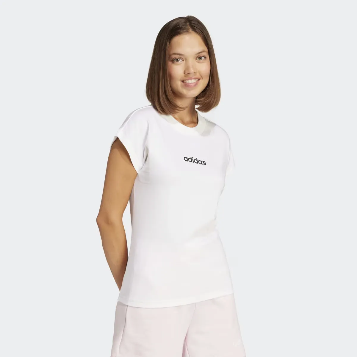 

Women's Essentials Линейная хлопковая футболка Adidas, белый