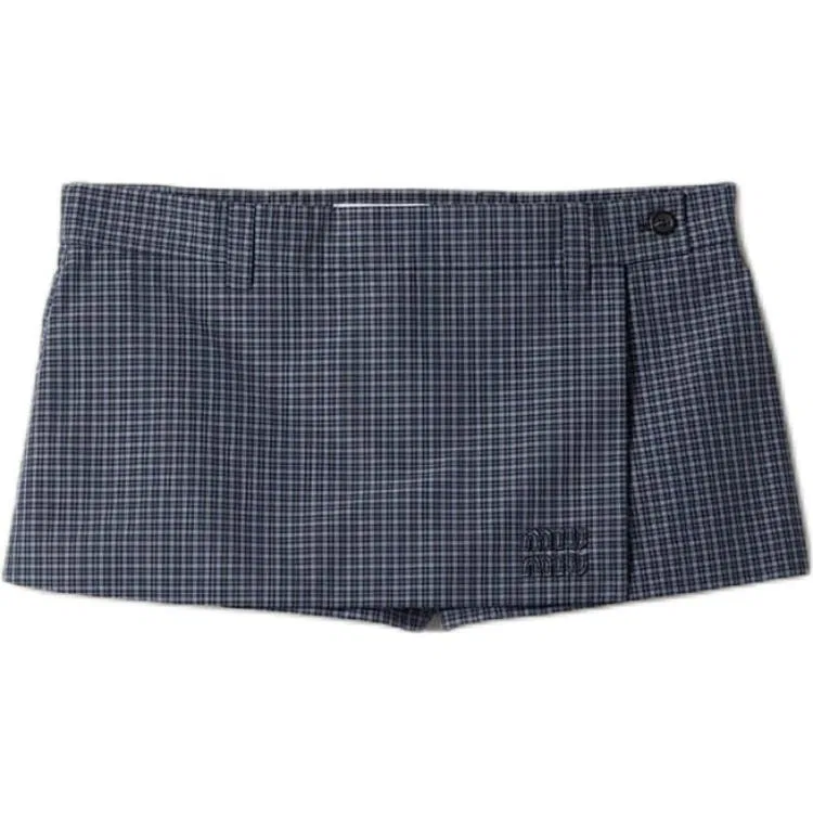 Мини-шорты-юбка check-pattern MIU MIU, Blue