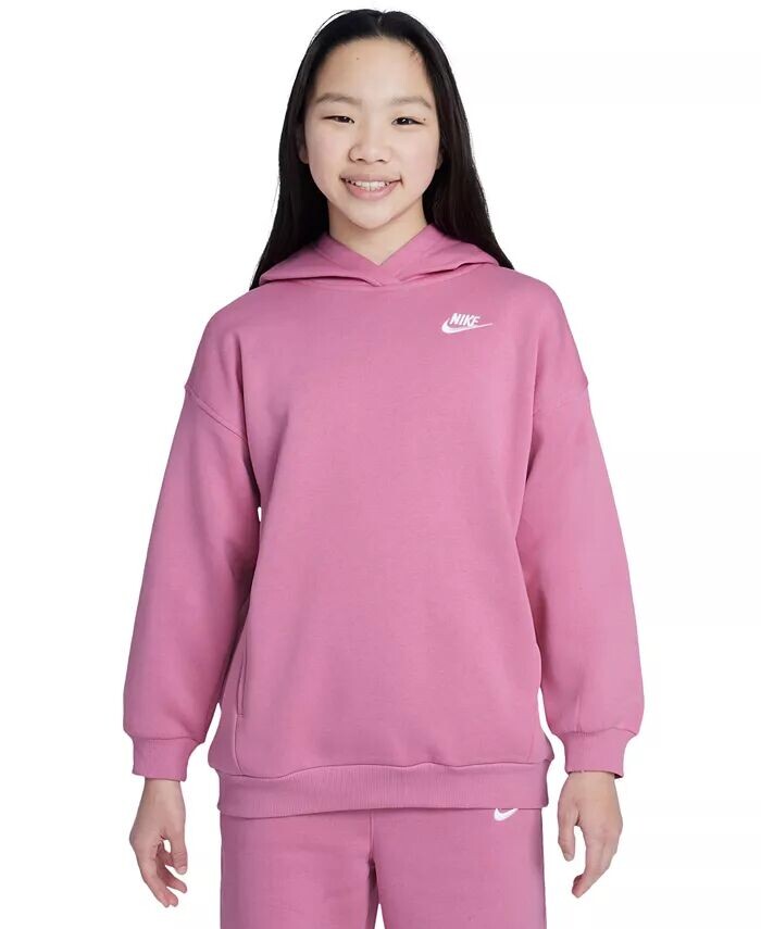 

Толстовка свободного кроя из флиса для больших девочек Sportswear Club Nike, красный