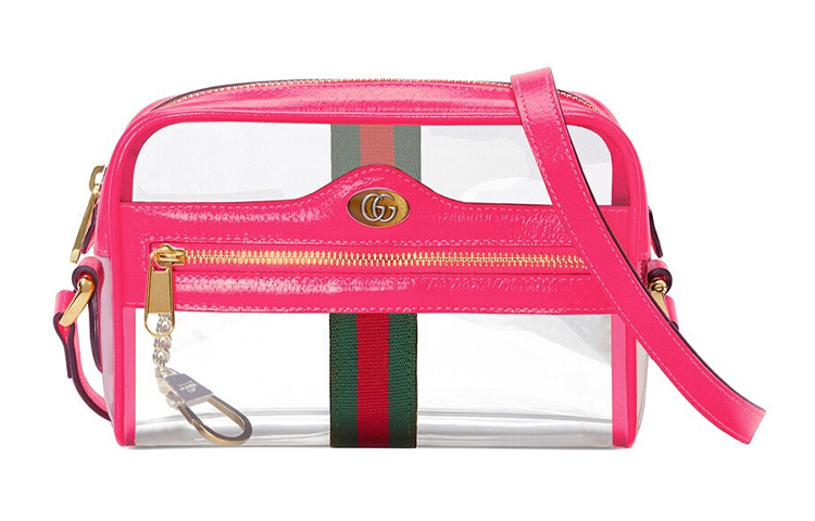 

Ophidia Кожаная Камера Пэчворк Плечевая Сумка Через Плечо Мини Женская Прозрачная/Фуксия Розовая GUCCI