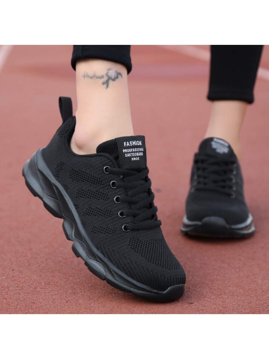 

Женские дышащие Кроссовки на шнуровке спереди, спортивные кроссовки на открытом воздухе, черный