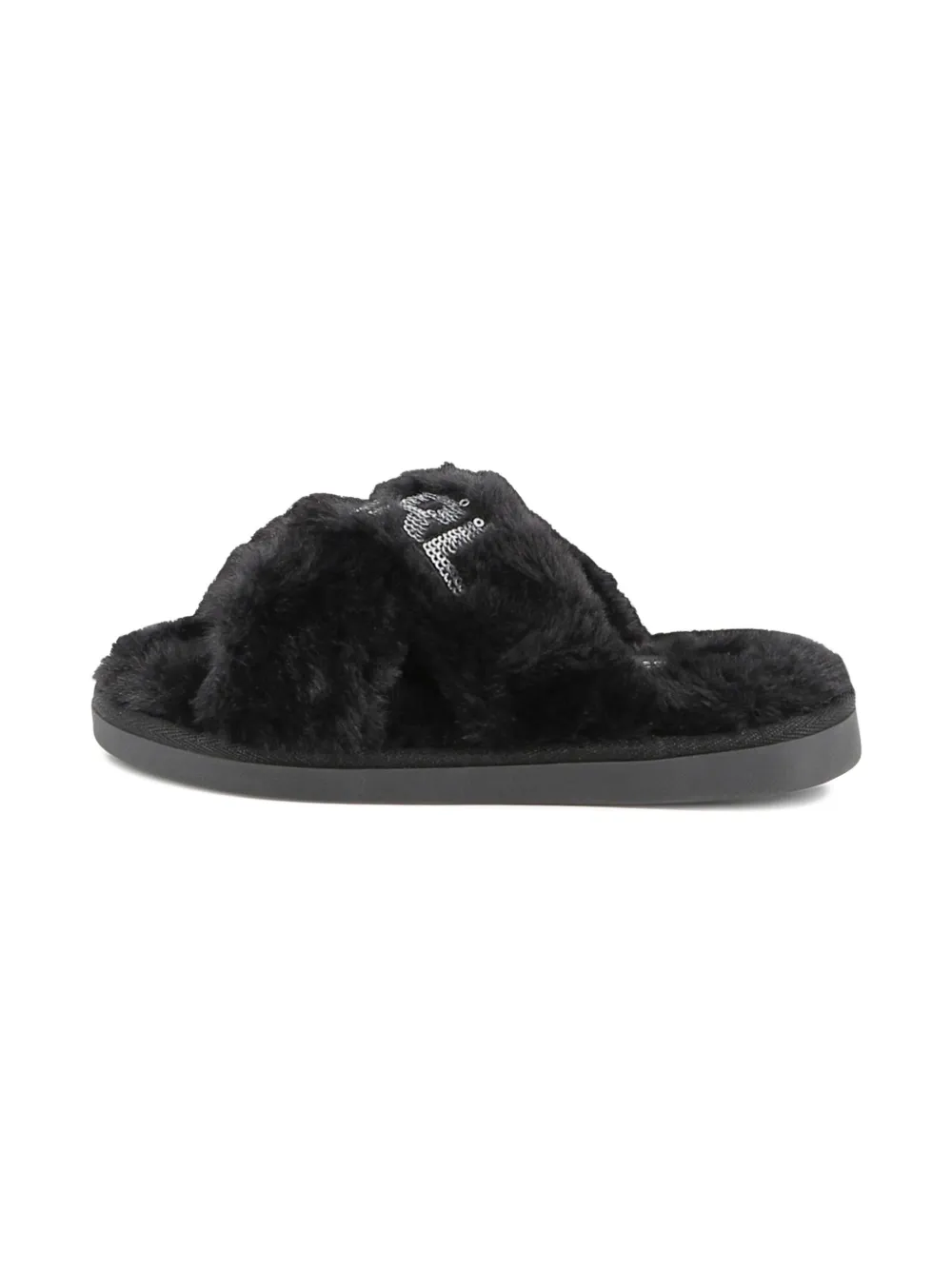 Слиперы из искусственного меха KARL LAGERFELD KIDS, черный