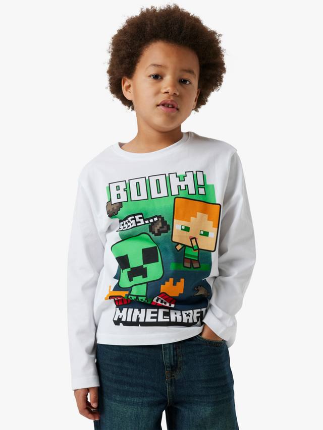 

Детская хлопковая футболка с длинным рукавом Minecraft NAME IT, Bright White