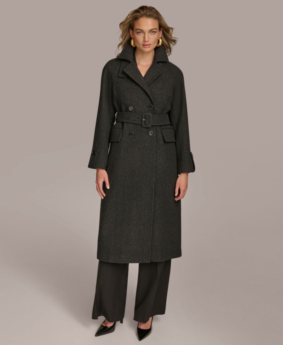 

Женское двубортное пальто-халат с поясом Donna Karan New York, Black