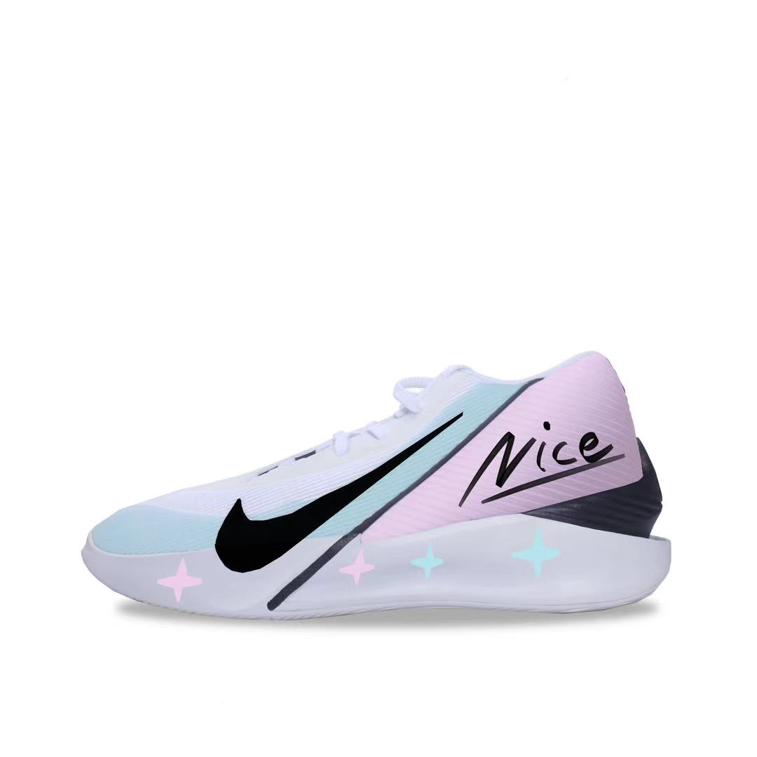 

Nike GT Jump Academy устойчивые к истиранию и скольжению баскетбольные кроссовки мужские high top бело-розовые